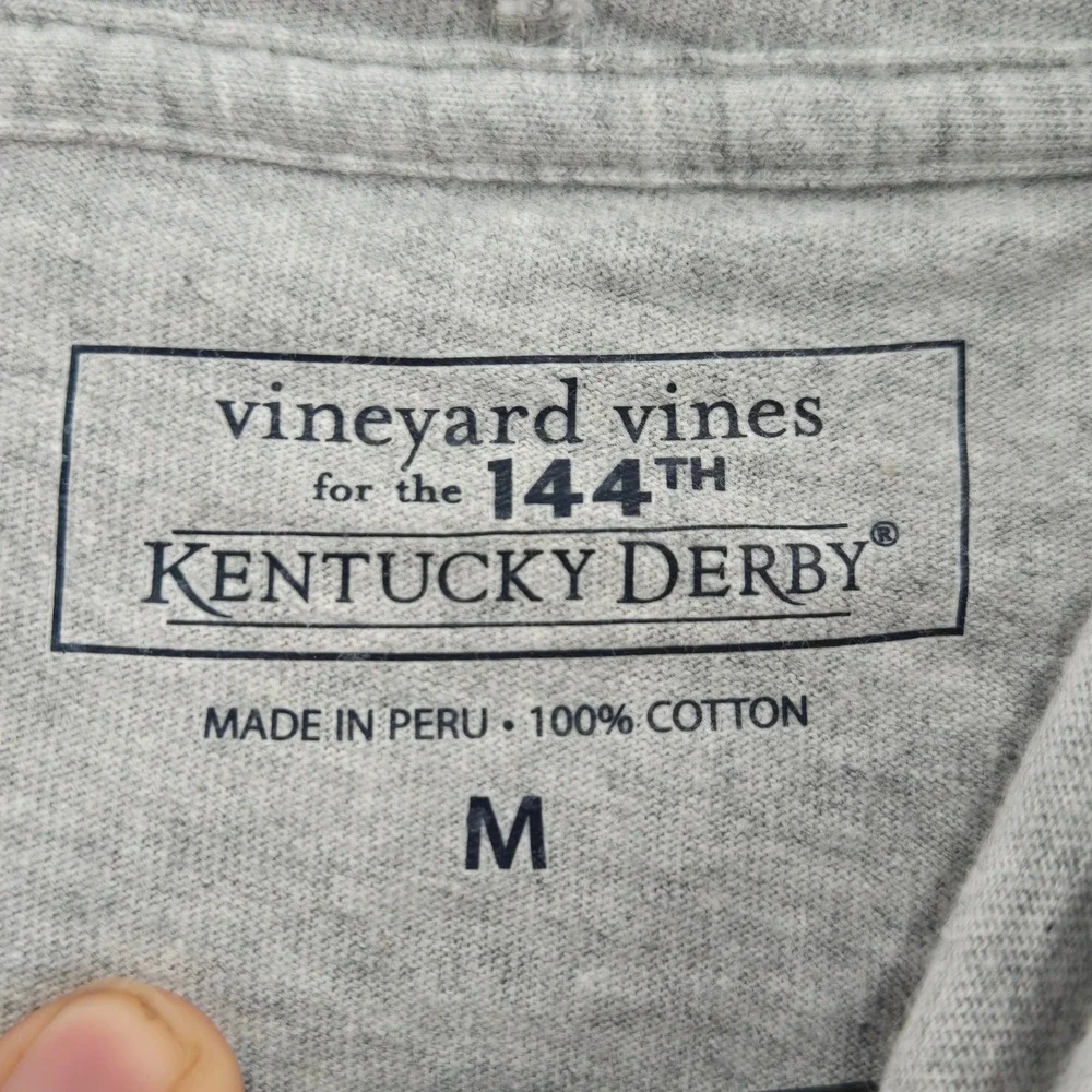 Vineyard Vines Kentucky Derby 144th 2018 Hoodie Shirt Gray Mens Medium B448
